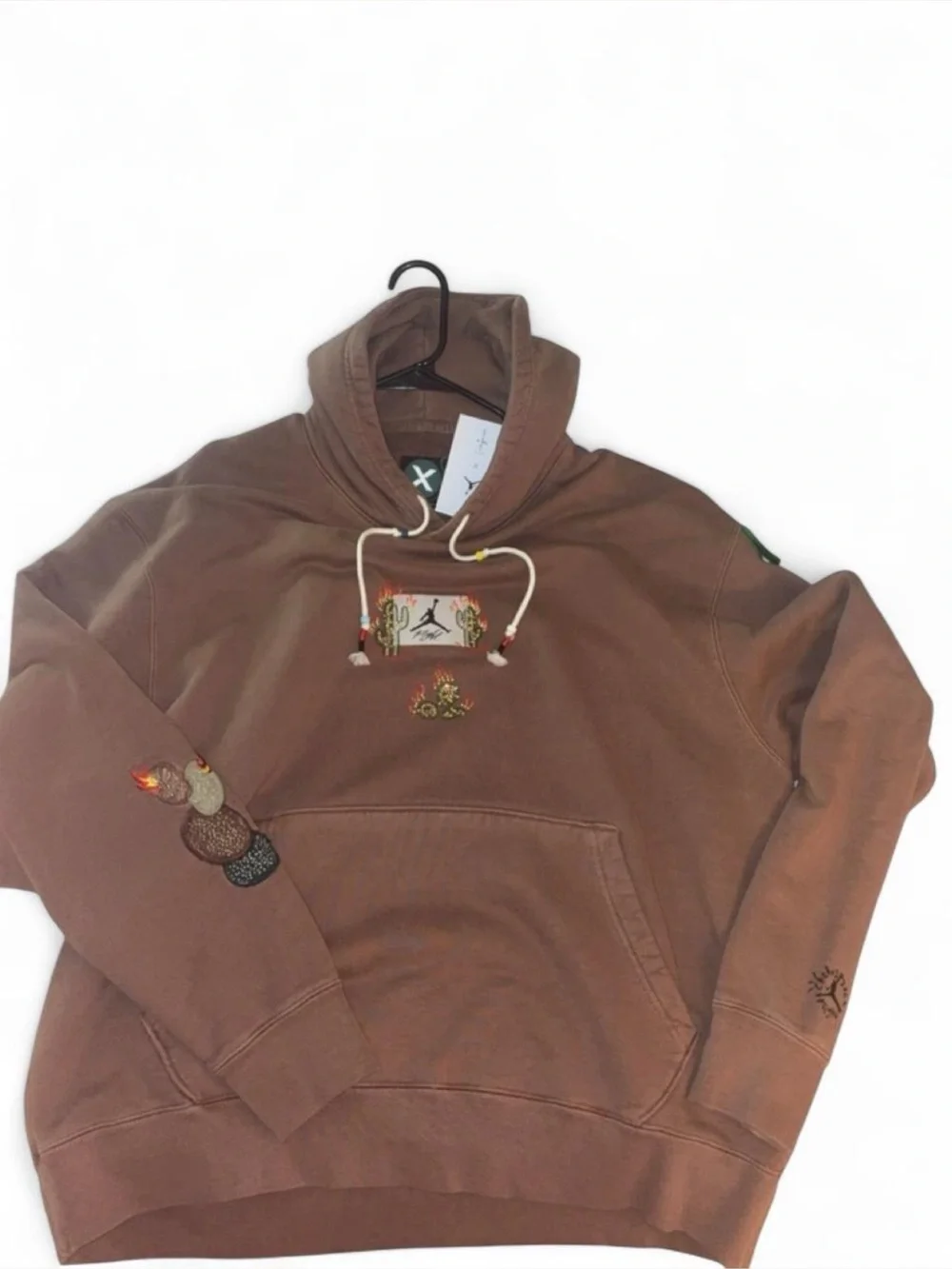 Jordan x cactus Jack Brown Embroidered Cactus Hoodie - Men